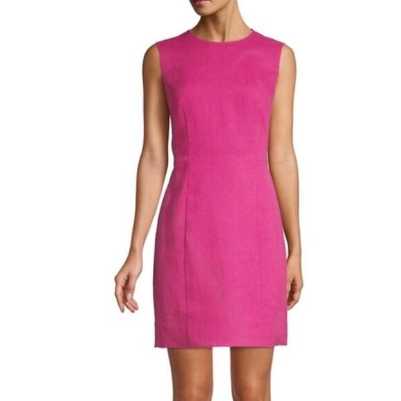 Theory Dresses & Skirts - Theory Panel Linen Sheath Mini Dress in‎ Fuschia Pink NWOT